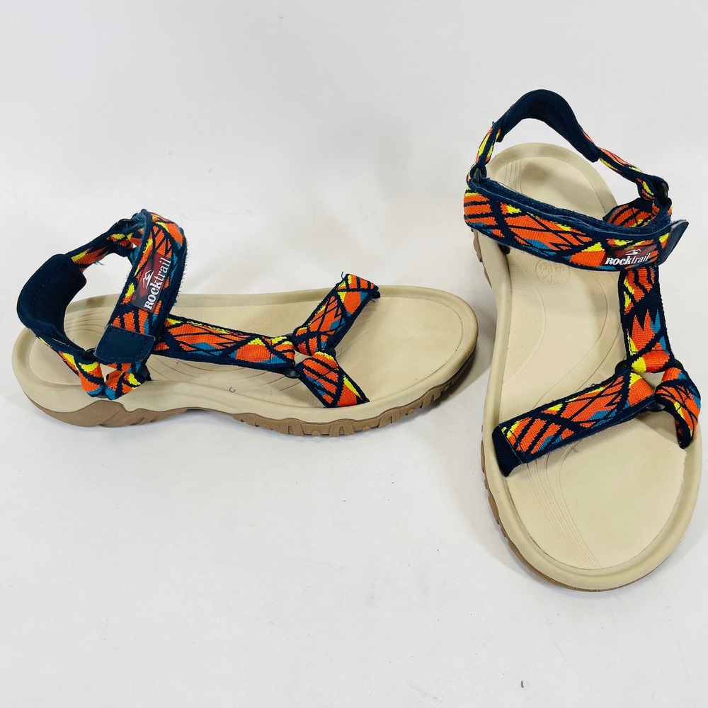 Rocktrail Womens Sport Sandals Size 8.5 Orange Blue Geometric IAN 409542_2207
